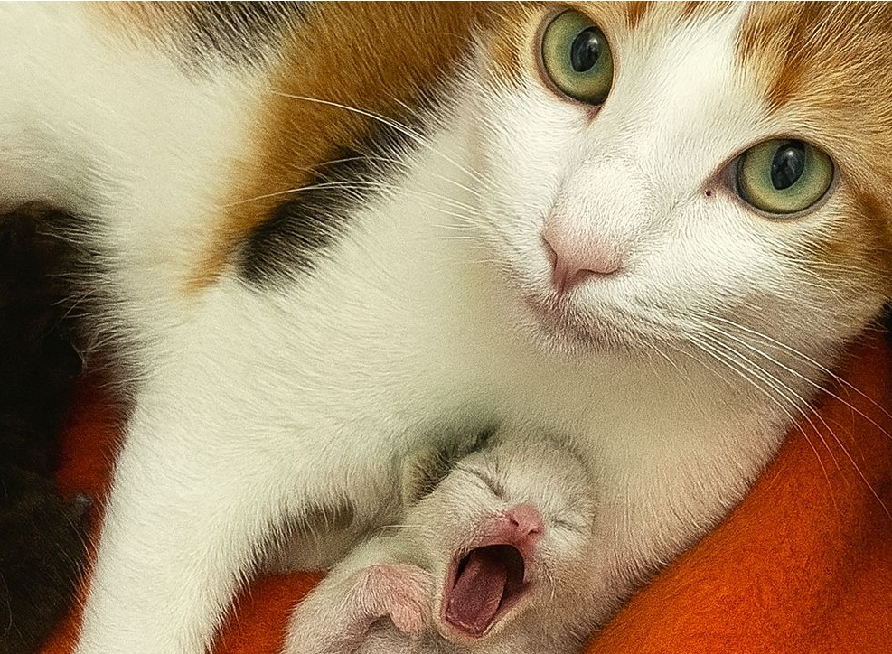 Arrivata al rifugio malnutrita e infangata, ha partorito nonostante la debolezza. Due cuccioli non ce l’hanno fatta, ma lei continua a vegliare i sopravvissuti.