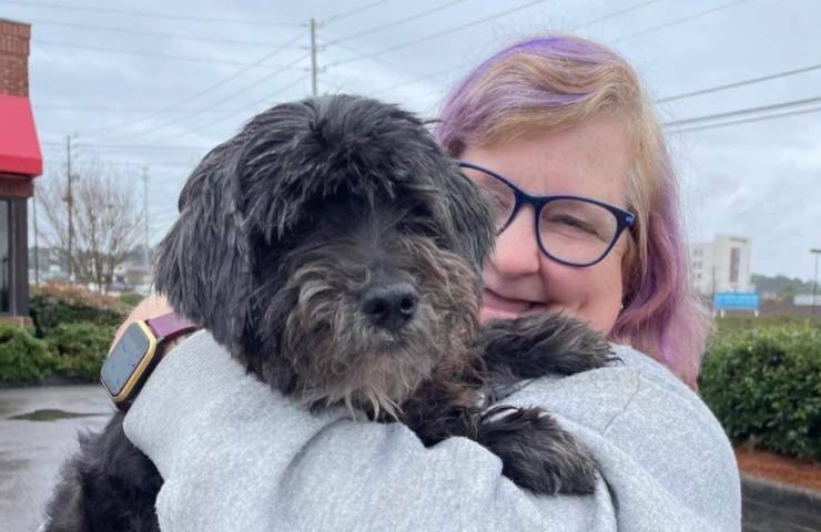 Un cane fuggito dall’Alabama è stato ritrovato un mese dopo in North Carolina, a 800 km di distanza. Una donna ha guidato dieci ore per riportarlo a casa.