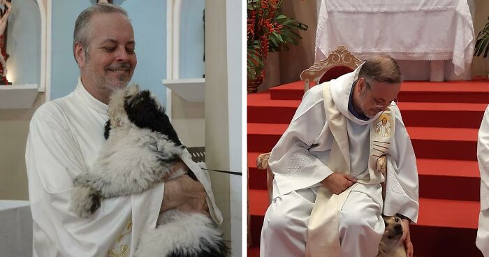 In Brasile un sacerdote adotta un cane senza casa. Col tempo l’animale inizia ad accompagnarlo a messa, conquista i fedeli e diventa parte della vita della chiesa.