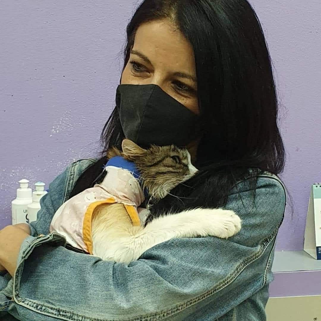 Una gattina trovata con il collo devastato da una trappola sopravvive grazie a Sonia. Dopo anni con un bustino e un delicato intervento chirurgico, può tornare a vivere.