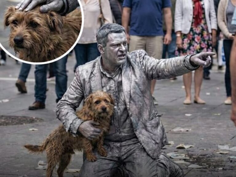 Un artista di strada, noto per restare immobile, interviene all’improvviso per proteggere un cane randagio da un uomo, lasciando tutti senza parole.