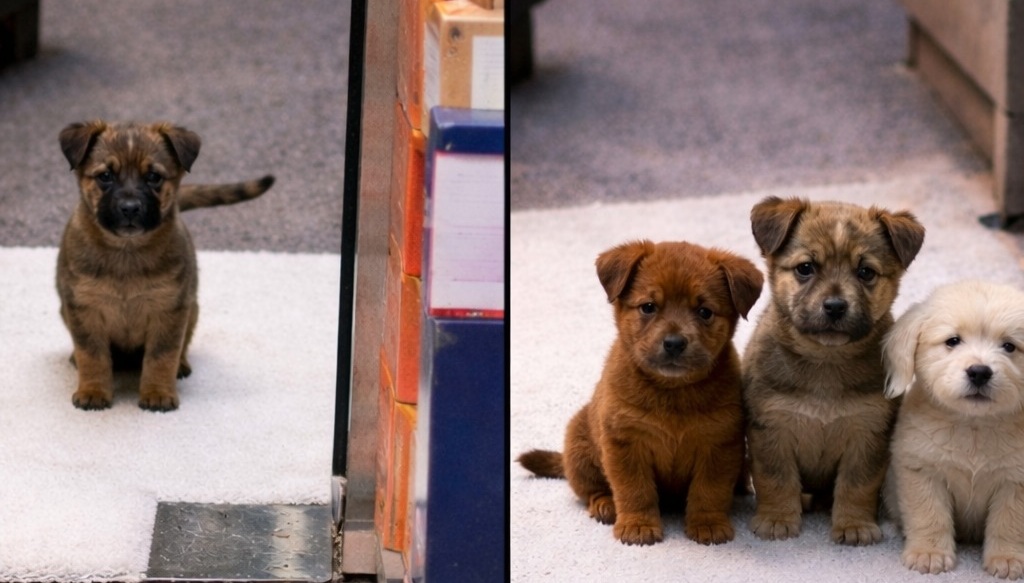 Un piccolo cane randagio compare davanti a un negozio in silenzio e il giorno dopo torna con altri due cani, cambiando il destino di tutti.