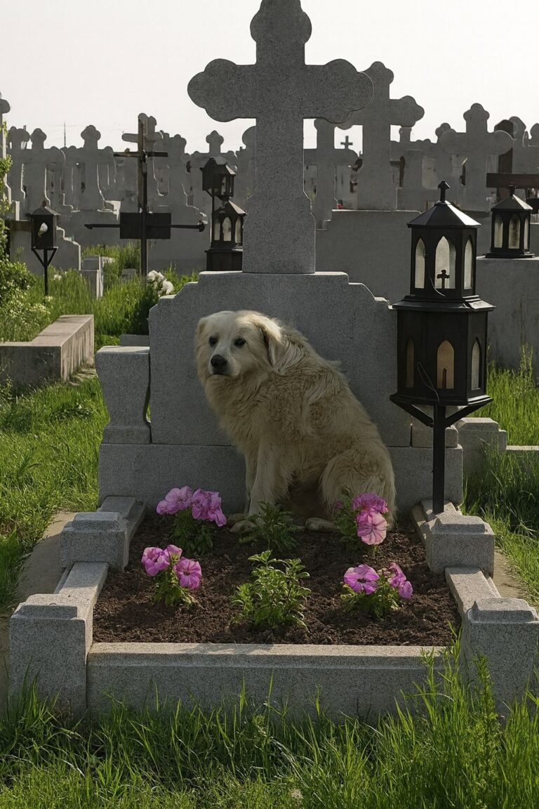 Ogni giorno un cane torna sulla tomba del suo umano. Non comprende la morte, ma continua a restare accanto a lui con una presenza costante.
