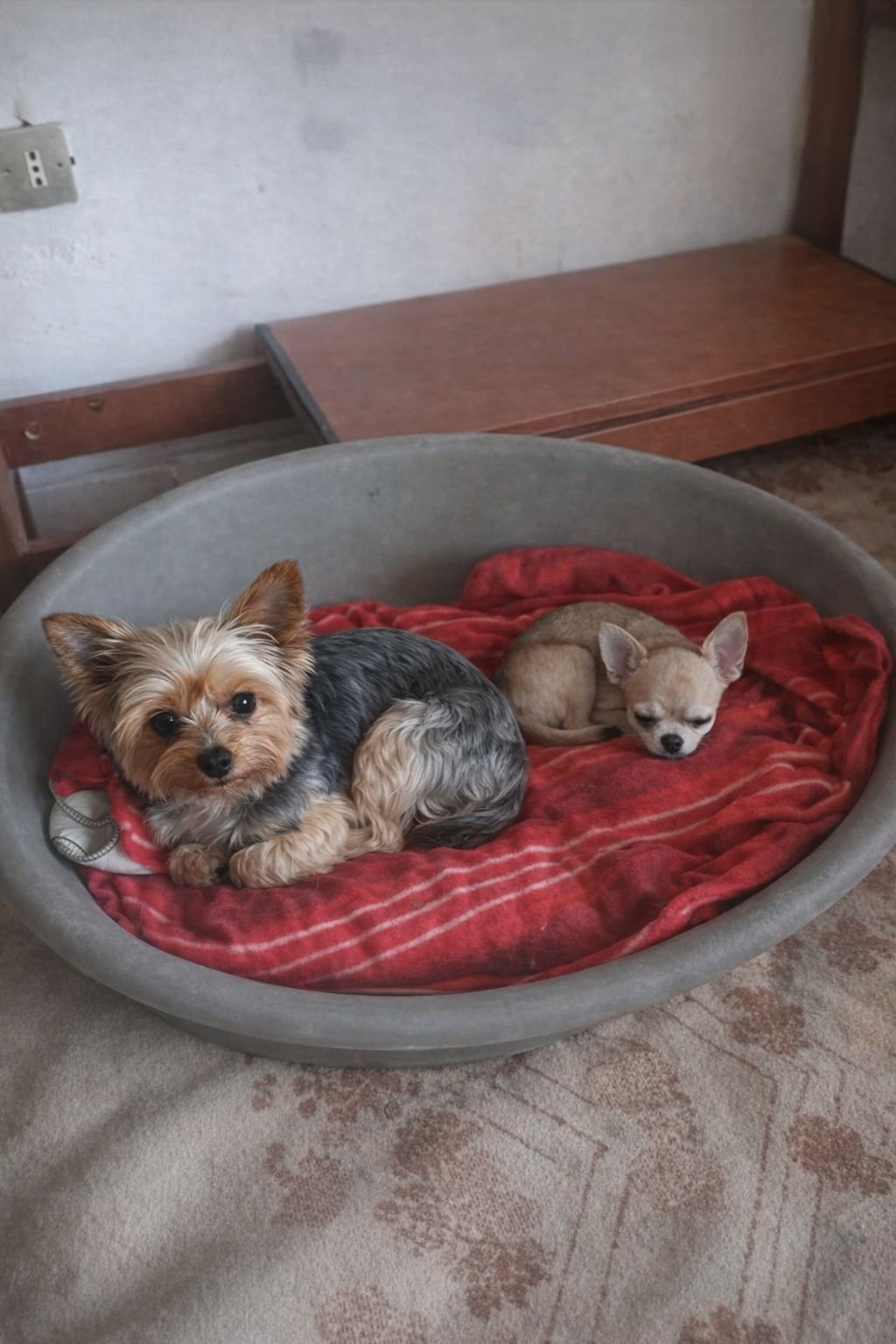 Due cani inseparabili rischiano il rifugio dopo il ricovero della proprietaria. Una famiglia decide di accoglierli insieme, evitando la separazione.