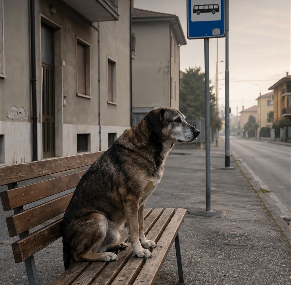 Il cane accompagnava ogni mattina il suo proprietario al bus. Dopo la sua scomparsa, ha continuato a raggiungere quella panchina.