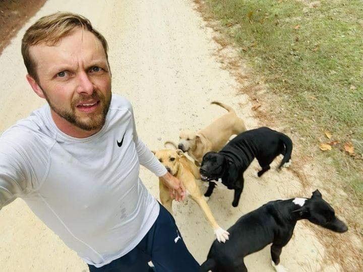 Durante una corsa su un sentiero isolato, un uomo si è trovato davanti alcuni cani usciti dagli alberi: la paura è diventata tenerezza.