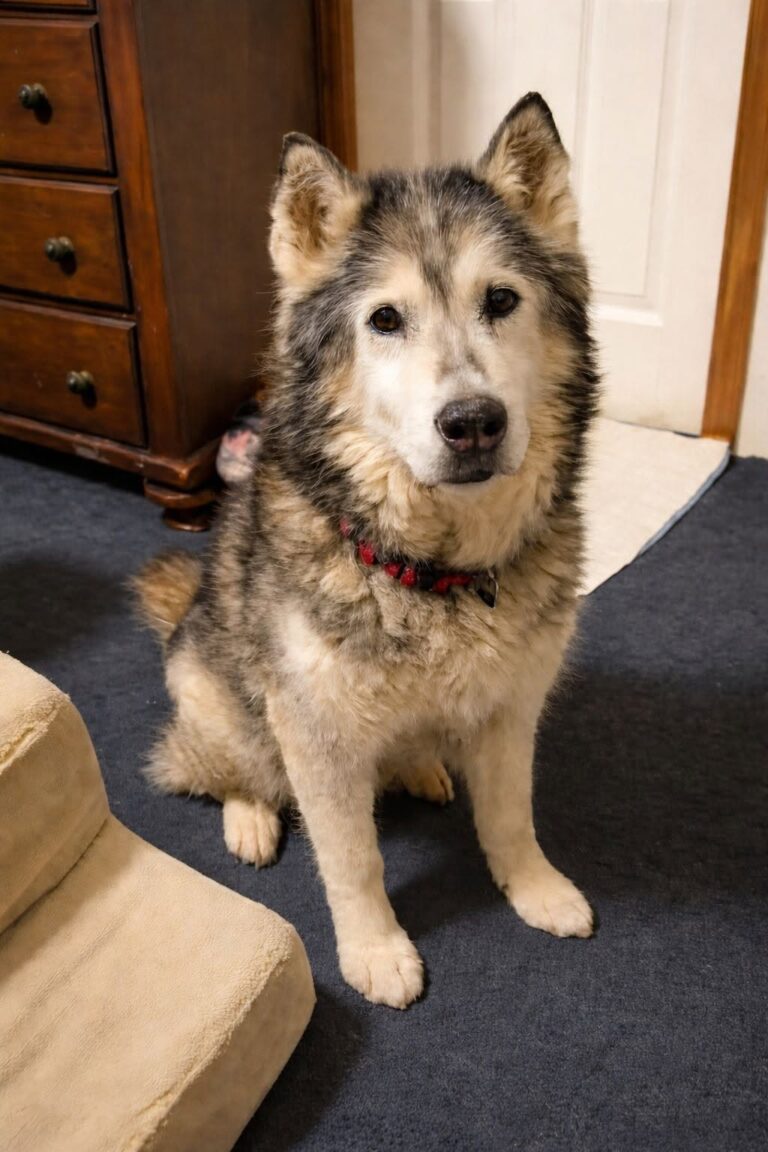 Kodi, un Husky anziano lasciato al rifugio dal proprietario, ha trovato una nuova casa grazie a una donna che ha scelto proprio lui.