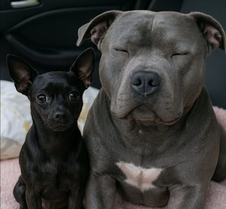 Un pitbull cieco e un cane più piccolo sono stati trovati sul ciglio della strada e portati al sicuro.