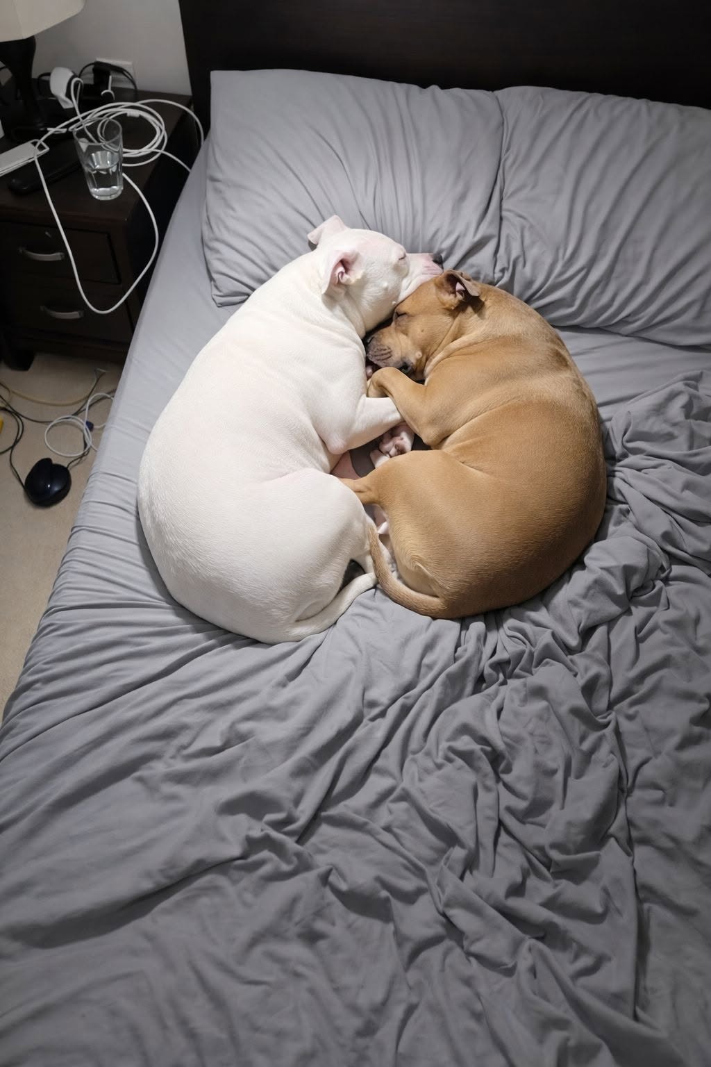 Due sorelle pitbull non hanno retto la separazione: dopo una notte difficile, sono tornate insieme e non si sono più lasciate.