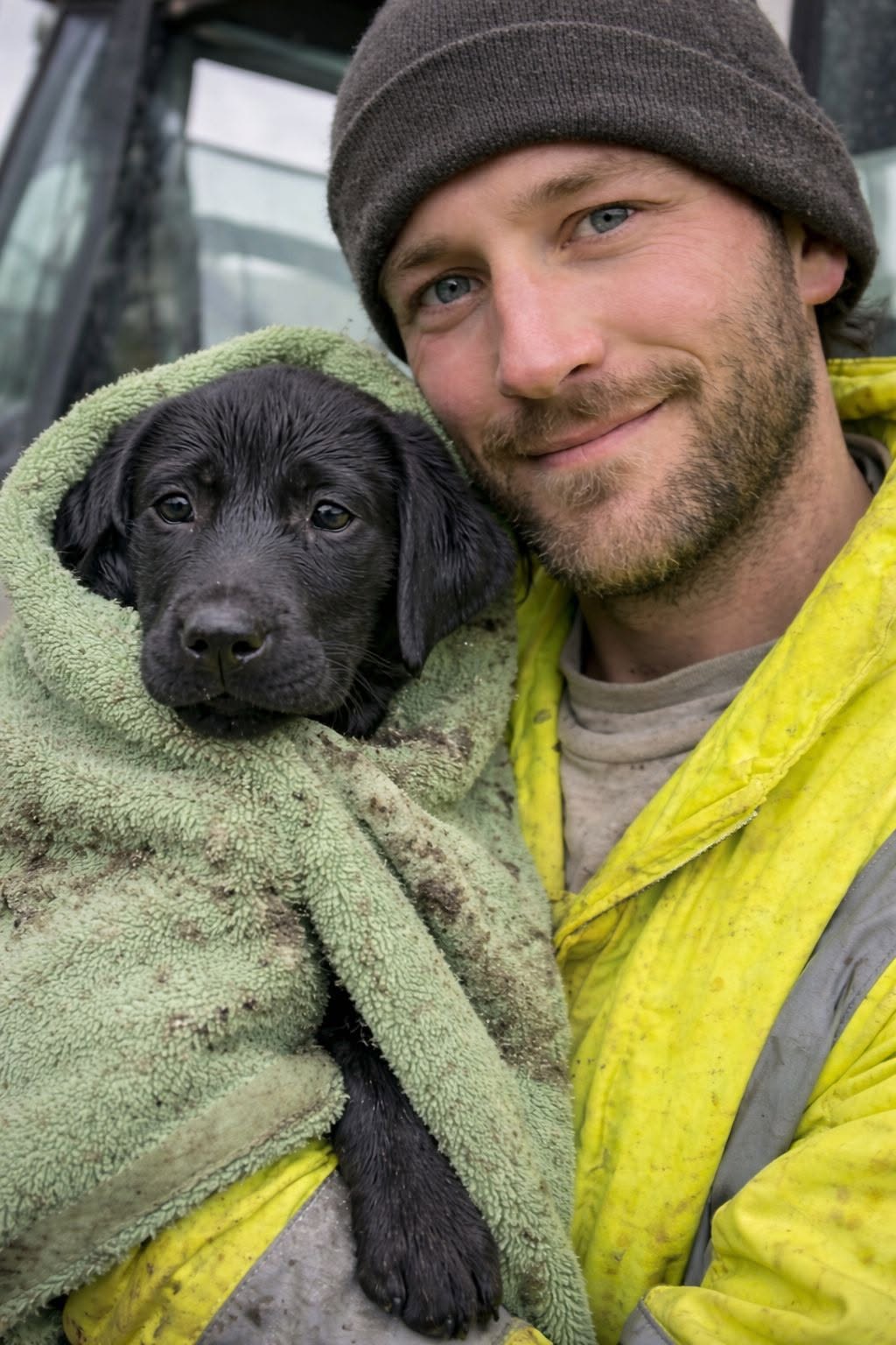 Un cucciolo abbandonato tra i sacchi della spazzatura è stato trovato per caso, portato dal veterinario e accolto in casa.