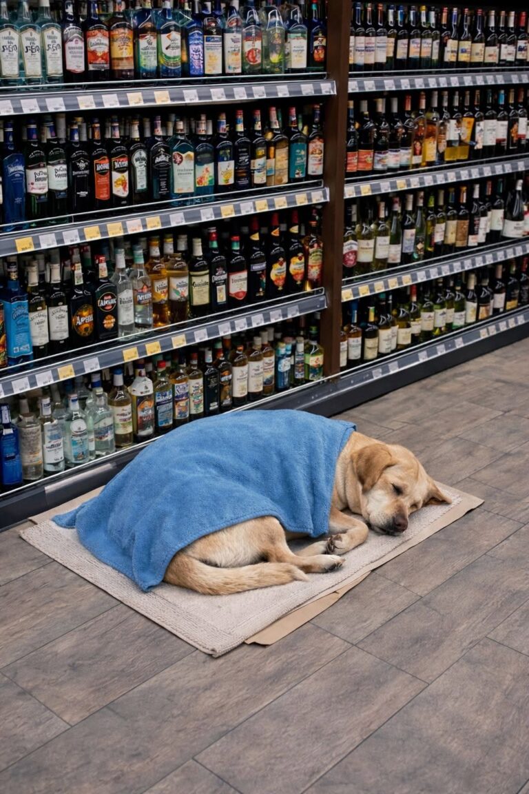 Un negozio di vini e liquori accoglie i cani randagi durante le notti fredde, offrendo loro un posto asciutto e sicuro.