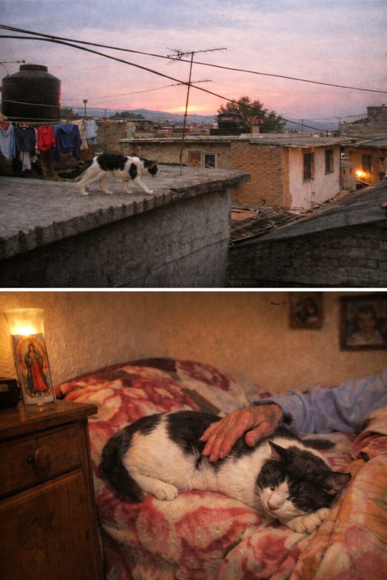 Il gatto bianco e nero usciva ogni sera alla stessa ora per raggiungere la casa della signora Teresa.