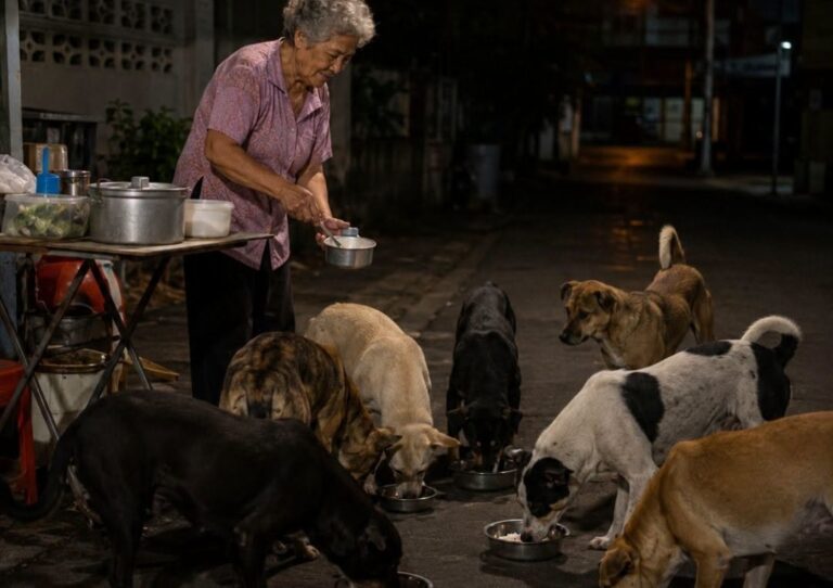 In Messico, una donna ha scelto di condividere il cibo rimasto dal lavoro con i cani randagi che ogni sera la aspettavano.