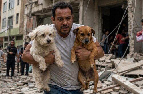Nel momento del pericolo, un uomo ha scelto di non scappare da solo: con sé ha portato entrambi i suoi cani.