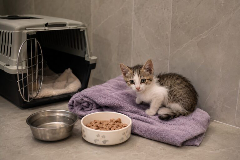 Dopo la sterilizzazione, il piccolo si lascia accarezzare ma resta nascosto in bagno. Ora nasce il dubbio sul suo futuro.