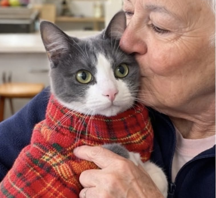 A 83 anni adotta un gatto che si stava lasciando andare: nasce un legame inatteso Martine ha accolto un gatto anziano in condizioni delicate. In pochi giorni, l’animale ha cambiato il ritmo della sua vita. A 83 anni, Martine pensava che il tempo davanti a lei sarebbe trascorso senza grandi cambiamenti. Le giornate erano ordinate, silenziose e prevedibili. Poi, sul sito di un rifugio, ha notato la fotografia di un gatto anziano avvolto in un piccolo maglione. L’animale aveva uno sguardo stanco e restava da tempo in attesa di una famiglia. Secondo gli operatori, mangiava poco, reagiva sempre meno e sembrava aver perso interesse per ciò che accadeva intorno a lui. Quando Martine telefonò per chiedere informazioni, la risposta fu diretta: « Si sta spegnendo. Si sta lasciando andare. » Lei non esitò. « Non spostatelo. Sto arrivando. » Martine incontra il gatto del rifugio L’incontro avvenne poco dopo. Quando il gatto venne sistemato tra le sue braccia, non cercò di allontanarsi e non mostrò resistenza. Si rannicchiò contro di lei, lasciandosi accarezzare. Martine lo strinse con delicatezza e gli posò un bacio sulla testa. Un gesto semplice, con cui volle fargli capire che da quel momento non sarebbe più rimasto solo. Il trasferimento nella nuova casa segnò l’inizio di un cambiamento graduale. L’animale trovò un ambiente tranquillo, una stanza calda e una presenza costante. Nei primi giorni accettò le cure senza difficoltà, trascorrendo molto tempo vicino alla sua nuova proprietaria. Non servivano giochi o grandi spazi. Gli bastavano una coperta, una voce familiare e qualcuno disposto a rispettare i suoi tempi. Il ritorno alla fiducia Con il passare dei giorni, il gatto cominciò a mostrare maggiore attenzione per ciò che lo circondava. Prima seguiva Martine soltanto con lo sguardo. In seguito iniziò ad accompagnarla da una stanza all’altra, mantenendosi sempre a poca distanza. Sembrava voler controllare che non andasse via. La presenza dell’animale modificò anche le abitudini della donna. Le giornate non erano più scandite soltanto dai pasti, dalle faccende domestiche e dal silenzio della casa. C’era qualcuno da accudire, osservare e aspettare. Il gatto, inizialmente descritto come rassegnato, ritrovò progressivamente interesse per il cibo, per le carezze e per i piccoli movimenti quotidiani della casa. Un’adozione che ha cambiato entrambi Chi conosce la vicenda tende a raccontarla come il salvataggio di un animale anziano. Martine, però, la considera in modo diverso. “La gente dice spesso che sono stata io a salvare un vecchio gatto.” “Ma la verità è che è stato lui a salvare me.” L’arrivo del gatto ha riempito uno spazio rimasto vuoto nella vita della donna. La sua presenza ha riportato attenzione, compagnia e una nuova routine nelle giornate. “Ha reso le mie giornate più dolci. E mi ha restituito un motivo per sorridere — semplicemente così, lì, stretto a me.” Il gatto che nel rifugio sembrava essersi arreso ha trovato una casa tranquilla. Martine, convinta di non avere più sorprese davanti a sé, ha trovato invece una presenza capace di rendere meno vuoto il tempo.