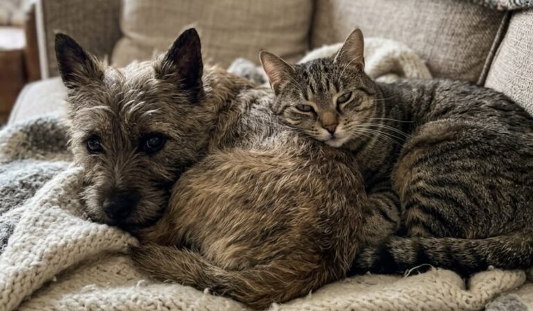 Un cairn terrier appena salvato e un gatto diffidente hanno superato paura e solitudine, costruendo giorno dopo giorno un legame sorprendente.