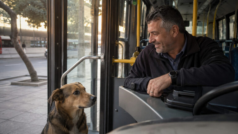 Aspetta alla fermata, sale per primo e comunica quando vuole scendere: il legame quotidiano tra il cane e l’autista.