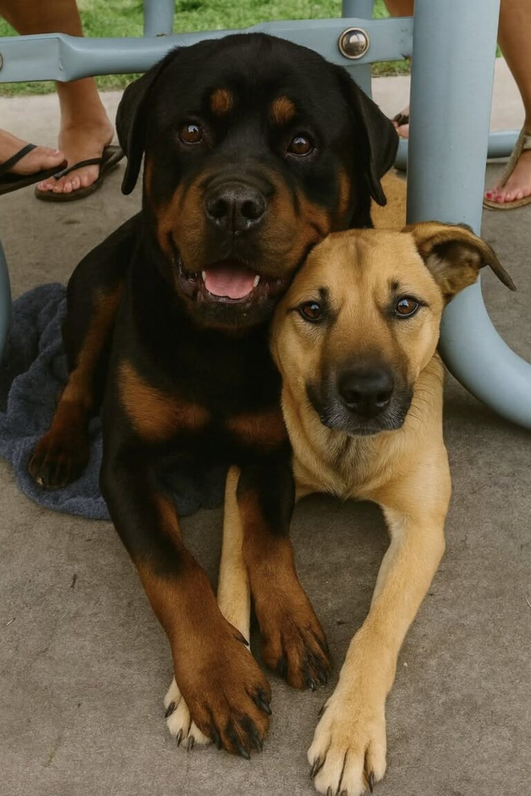 Un Rottweiler e un piccolo meticcio erano sopravvissuti restando sempre vicini. In rifugio, però, sembrava difficile trovare qualcuno disposto ad adottarli insieme.